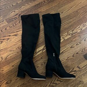 Sam Edelman Black Faux Suede Over-the-Knee Boots - 2 1/2” heel